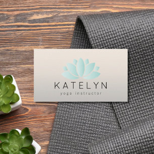 Modern Elegant Blue Lotus Icon Yoga Instructor Visitkort