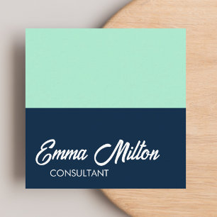 Modern Elegant Blue Mint Fet Consultant Fyrkantigt Visitkort