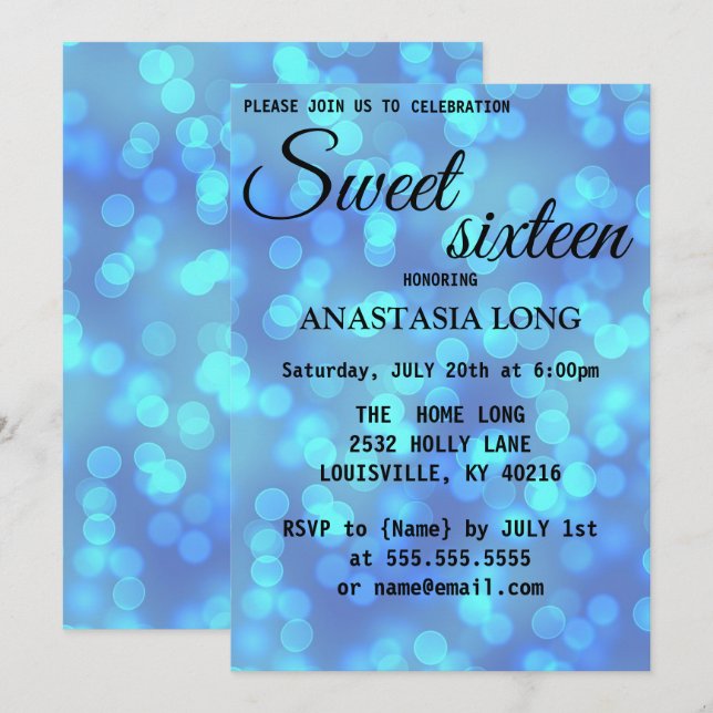 Modern, Elegant Blue Sparkly Spara Datumet (Fram/baksida)