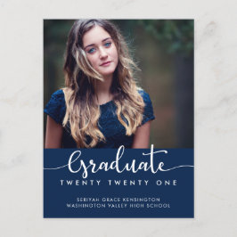 Modern Elegant Blue Studenten-skriptfoto Meddelande Vykort