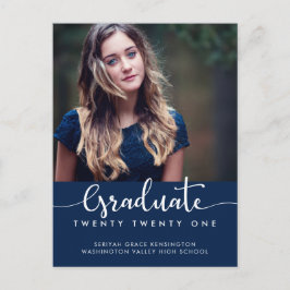 Modern Elegant Blue Studenten-skriptfoto Meddelande Vykort