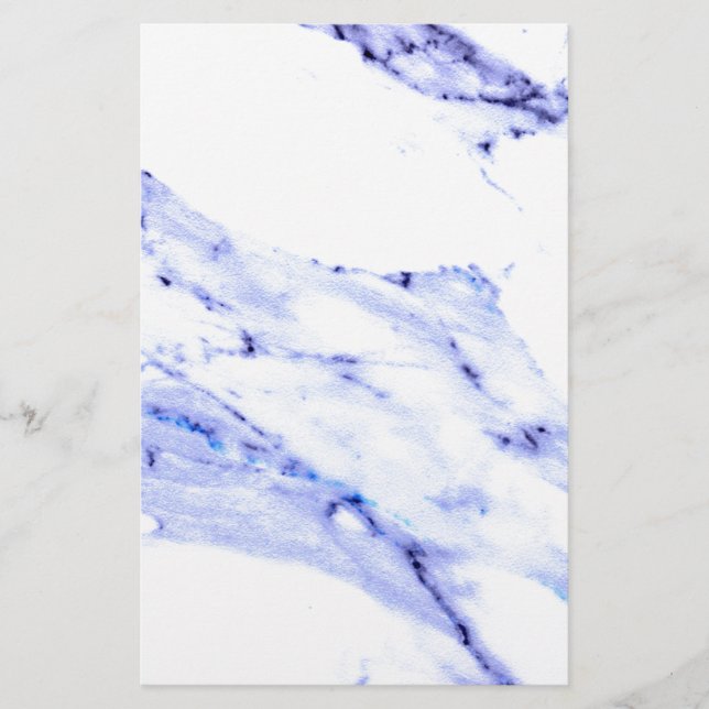 Modern Elegant Blue, Vit marmor granit mönster Brevpapper (Framsida)