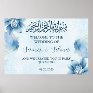 Modern Elegant Blue Welcome Muslim Bröllop Poster