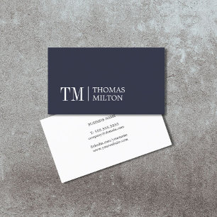 Modern Elegant Blue White Bold Monogram Consultant Visitkort