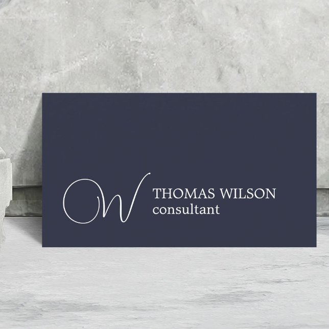 Modern Elegant Blue White Bold Monogram Consultant Visitkort (Skapare uppladdad)