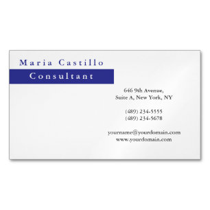 Modern Elegant Blue White Minimalist Profile Card Magnetiska Visitkort