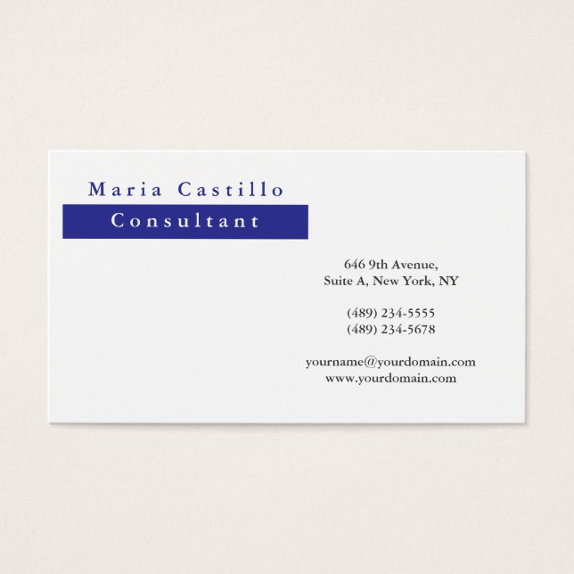 Modern Elegant Blue White Minimalist Profile Card Visitkort (Framsidan)