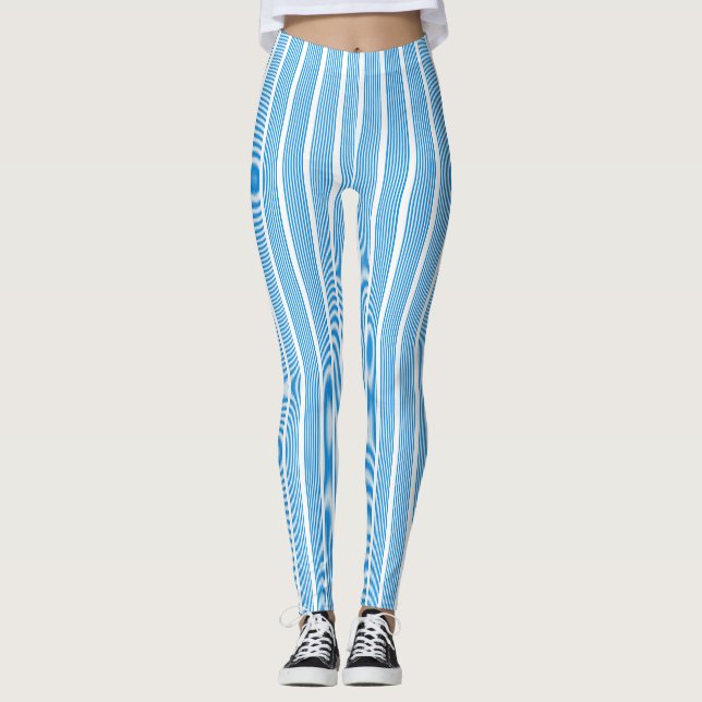 Modern elegant Blue White Rand Modern mall Leggings (Framsida)