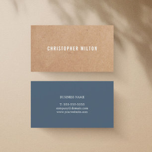 Modern Elegant Blue White TrINTED Kraft Papper Visitkort