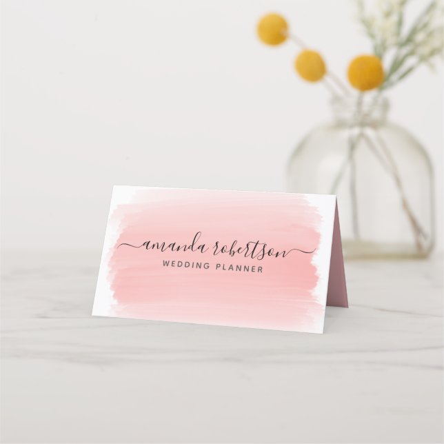 Modern Elegant Blush Pink Signature Typography Lojalitetskort (Framsida)