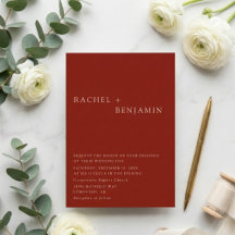 Modern Elegant Bohemian Terracotta Bröllop Invita