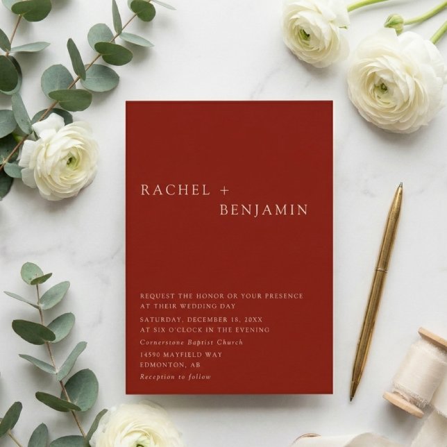 Modern Elegant Bohemian Terracotta Bröllop Invita Inbjudningar (Skapare uppladdad)