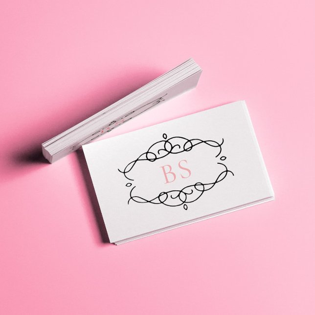 Modern Elegant Boho Black Ram Monogram Visitkort (Skapare uppladdad)