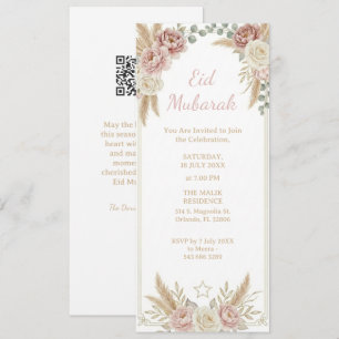 Modern Elegant Boho Blommig Eid Mubarak Digital Inbjudningar