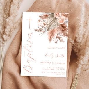Modern Elegant Boho Blommigt Baptism Inbjudningar