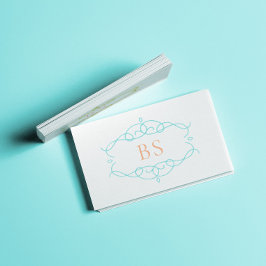 Modern Elegant Boho Blue Ram Monogram Visitkort