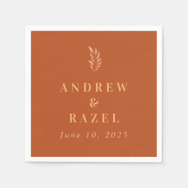 Modern Elegant Boho Bröllop Löv Pappersservett