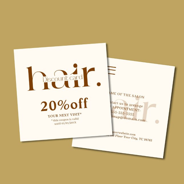 Modern Elegant Boho Brown Beauty Discount Card Rabattkort (Skapare uppladdad)