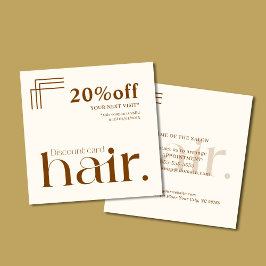 Modern Elegant Boho Brown Beauty Discount Card Rabattkort