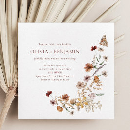 Modern Elegant Boho Nature Wildblommor Bröllop Inbjudningar