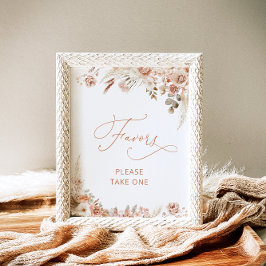 Modern Elegant Boho Pampas Grass Favoriter Poster