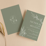 Modern Elegant Boho Sage Grönt Bröllop Minimalist Inbjudningar<br><div class="desc">Modern Elegant Boho Sage Grönt Bröllop Minimalistisk inbjudan. Monogram längst bak. Sök efter fler matchande objekt i samlingen. (monogramvektor designad med pikisuperstar)</div>