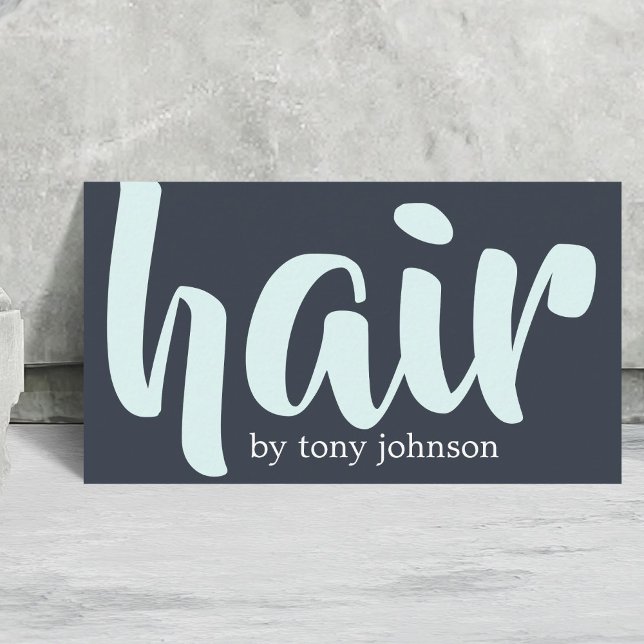 Modern Elegant Bold Blue White Hair Stylist Visitkort (Skapare uppladdad)