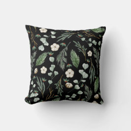 Modern Elegant Botanical Eucalyptus Black Kudde