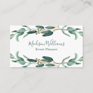 Modern Elegant Botanical Greenery Eucalyptus Visitkort