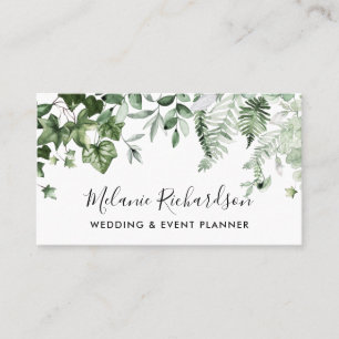 Modern Elegant Botanical Greenery Ivy Sage Ferns Visitkort