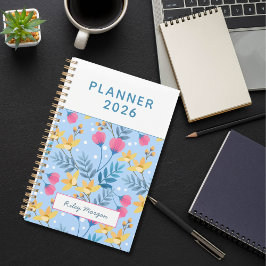 Modern Elegant Botanical Pink Blue Floral