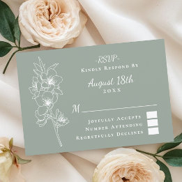 Modern Elegant Botanical Sage Green Wedding OSA Kort