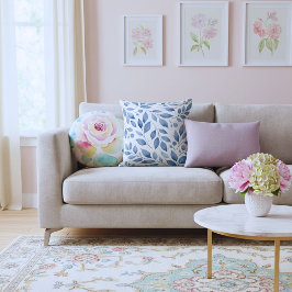 Modern elegant botanisk vattenfärg marinblå kudde