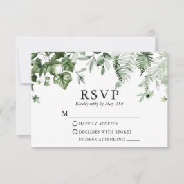 Modern Elegant Botaniska Ivy Sage Greenery Bröllop OSA Kort