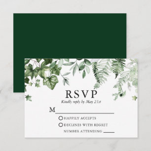 Modern Elegant Botaniska Ivy Sage Greenery Bröllop OSA Kort