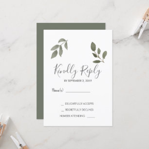 Modern elegant botaniskt löv Bröllop OSA Inbjudningar