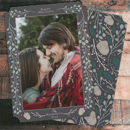 Modern Elegant botaniskt plattfoto-jul Julkort