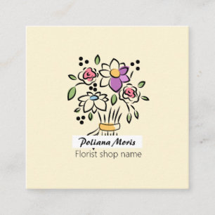 Modern Elegant Bouquet Blommigt Florist Fyrkantigt Visitkort
