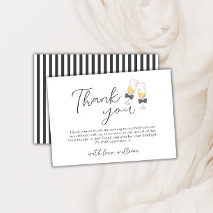 Modern Elegant Bow Champagne Sip och se babyskor Tack Kort