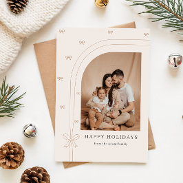 Modern Elegant Bow Family Arch Photo Christmas Julkort