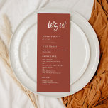 Modern elegant bränd tegel Låt oss bröllop Meny<br><div class="desc">Låt oss äta! Menyn bröllop eller party. Ett modernt och trendig stil för ditt bröllop-kontor: en djärv typografi och ett elegant bränt tegeltema färg,  som är lätt att blanda och matcha. Helt anpassade färg och bakgrunder.</div>