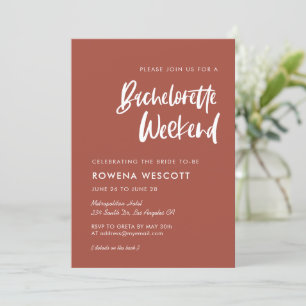Modern elegant brände brick Bachelorette Helg Inbjudningar