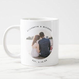 Modern Elegant Bride and Groom Bröllop Photo Jumbo Mugg