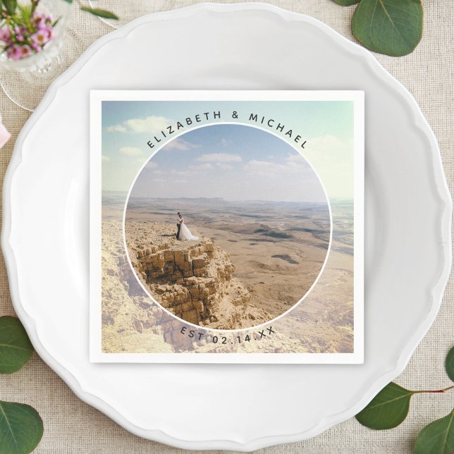 Modern Elegant Bride and Groom Bröllop Photo Pappersservett (Skapare uppladdad)