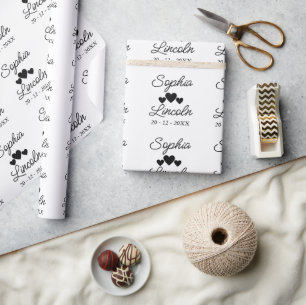 Modern Elegant Bride & Groom Namn Bröllop Presentpapper