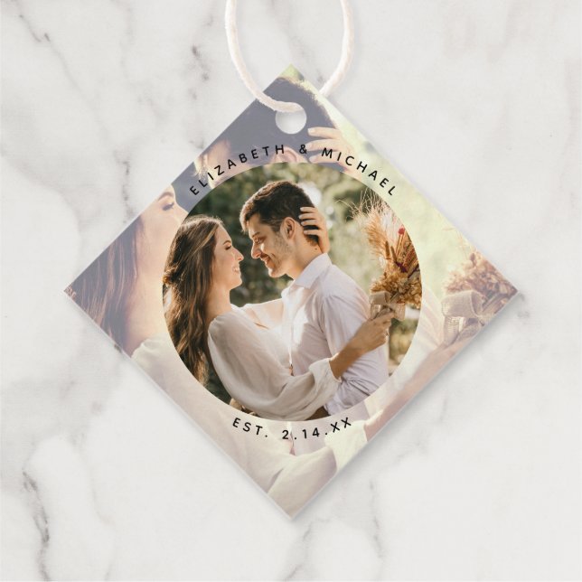 Modern Elegant Bride & Groom par Photo Bröllop Gåvor Etiketter (Baksida)