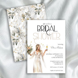 Modern Elegant Bride i Bröllop Gown Möhippa Inbjudningar