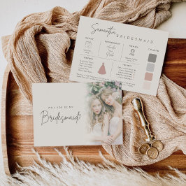 Modern Elegant Bridesmaid Photo Information Card Inbjudningar