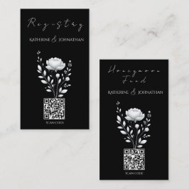 Modern Elegant bröllop Black and White Flower Visitkort