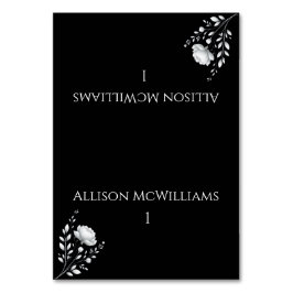 Modern Elegant bröllop Black and White Flowers Bordsnummer